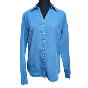 Cut Loose Womens Size Xsmall Linen Button Blue  Shirt